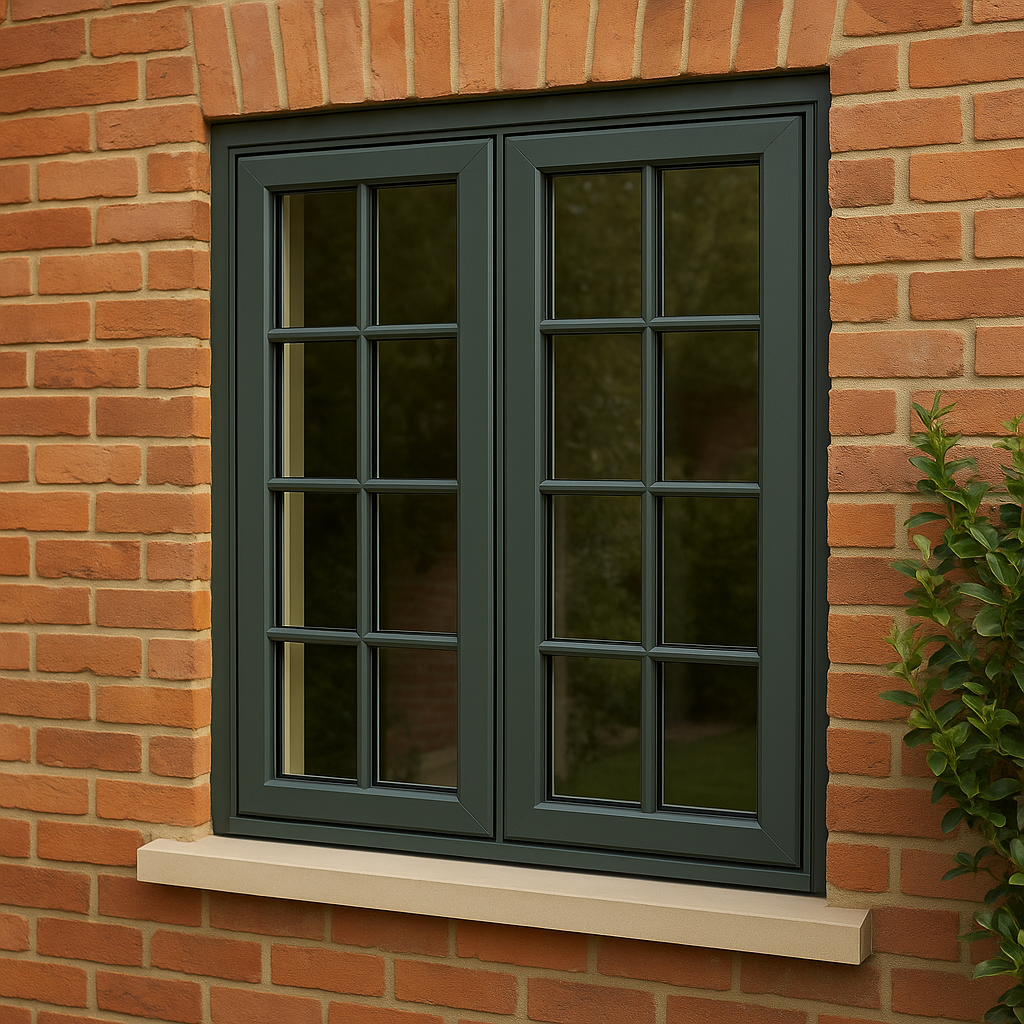 upvc flush casement windows in dark grey